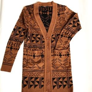 ASH RAIN + OAK Cognac Tribal Printed Cardigan S